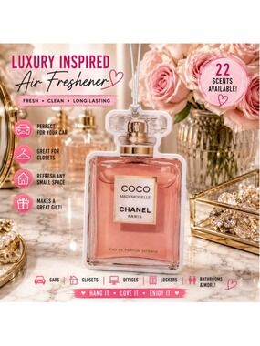 Luxury Inspired Pink Perfume Bottle Air Freshener Freshie Car Closet Office